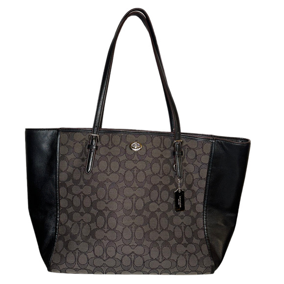 Coach Handbags - Coach Signature Leather Canvas Neverfull Monogram Shoulder Bag Tote Purse